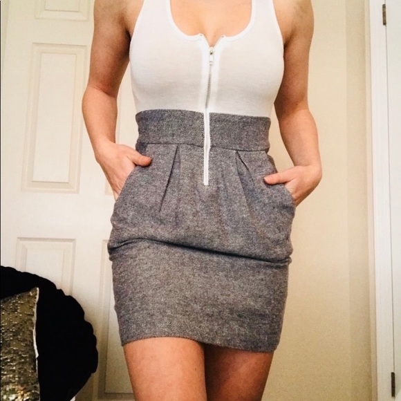 Kimchi Blue Dresses & Skirts - White/grey Urban Outfitters Zipper Dress